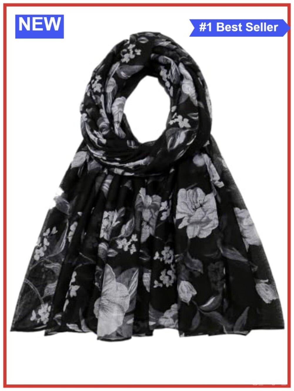 Lightweight Voile Floral Scarf Shawl Wrap Hijab Head Cover